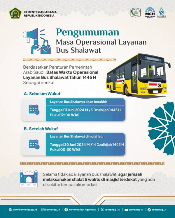 Catat, Inilah Jadwal Operasional Bus Shalawat Selama Puncak Haji