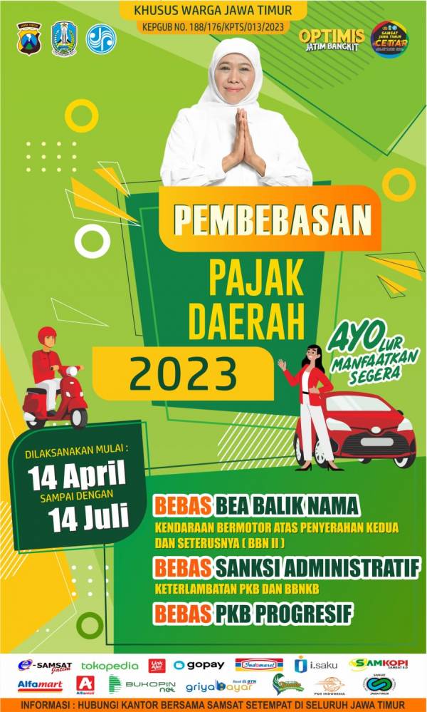 Berlakukan Pemutihan Pajak Kendaraan Selama 120 Hari, Khofifah Minta Masyarakat Manfaatkan Pembebasan Sanksi Administrasi PKB dan Bebas BBN II