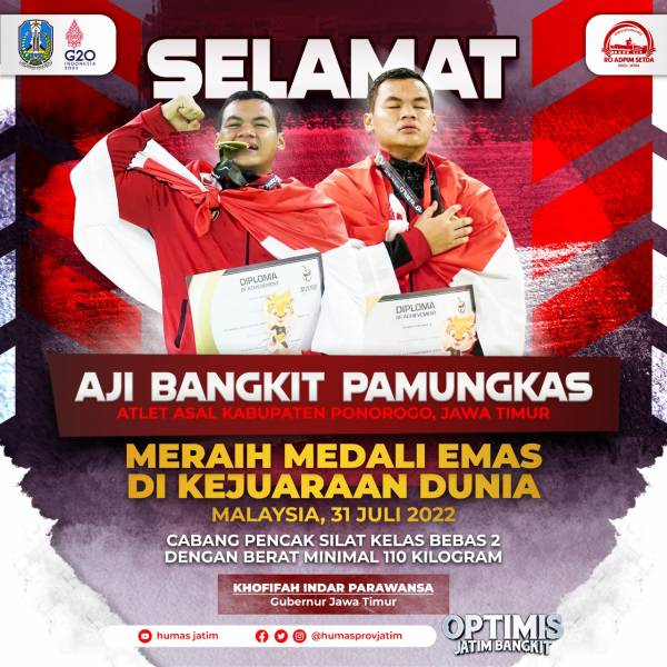 Aji Bangkit Asal Ponorogo  Raih Emas di Kejuaraan Pencak Silat Dunia Ke-19