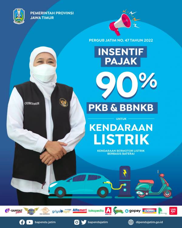 Pemprov Jatim Beri Diskon 90 % Pajak Kendaraan Bermotor Listrik dan Perbanyak PLTS Berbasis Rooftop