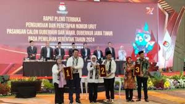 KPU Jatim Tetapkan Nomor Urut Paslon Pilkada 2024