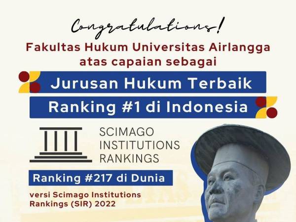 FH Unair Tempati Peringkat 1 Fakultas Hukum di Indonesia