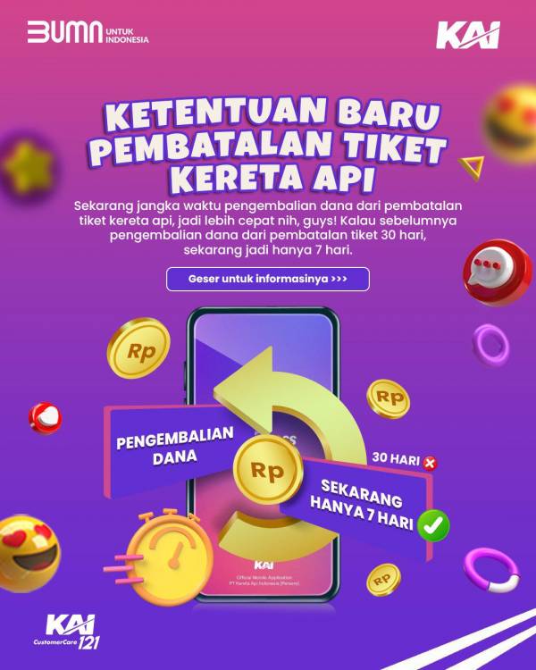 Refund Tiket KAI Kini Diberikan Dalam 7 Hari